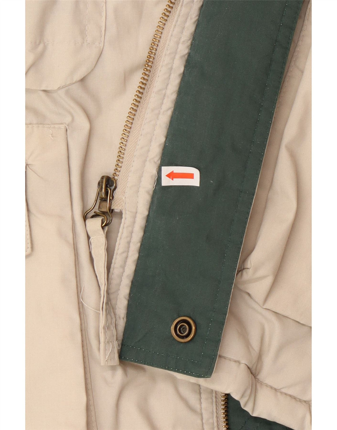 Vintage hombres chaqueta utilitaria Reino Unido 40 poliéster beige grande