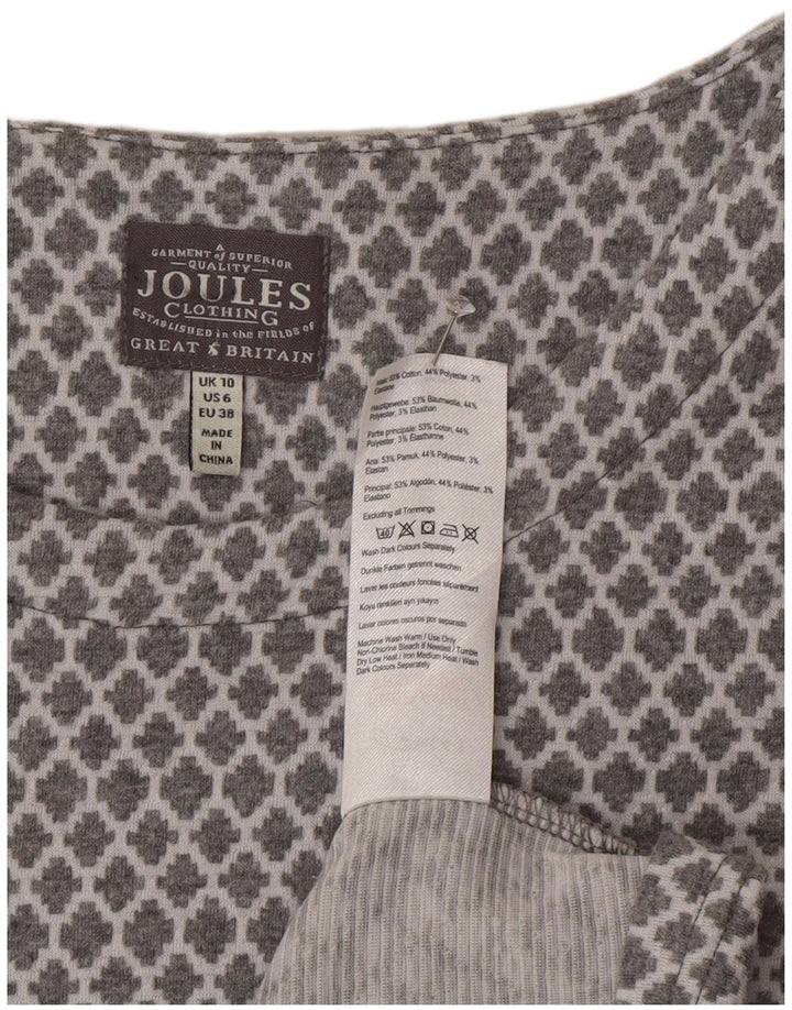 Joules Vestido básico de manga larga para mujer UK 40 Pequeño gris Algodón geométrico