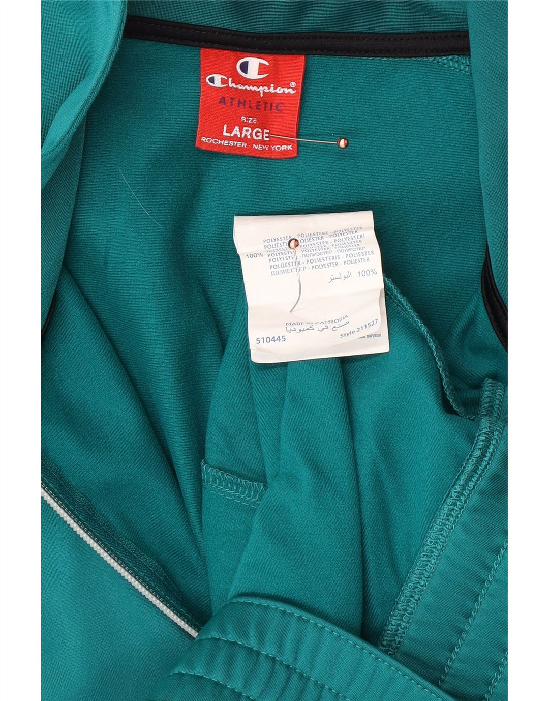CHAMPION Chaqueta de chándal para hombre con bloques de color verde grande Poliéster