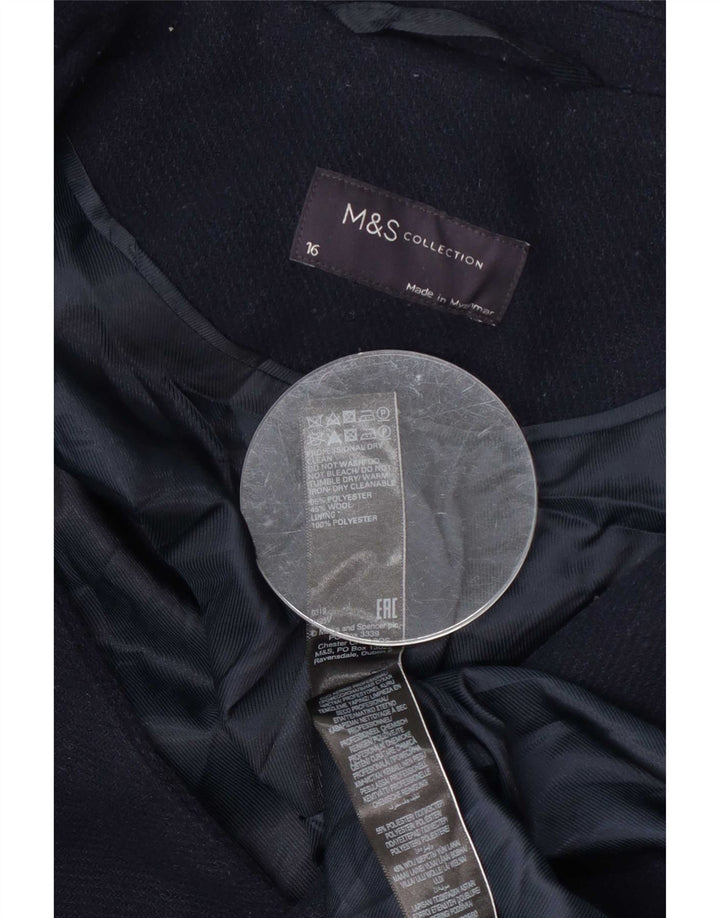 Marks & Spencer Abrigo cruzado para mujer UK 46 Grande Poliéster azul marino