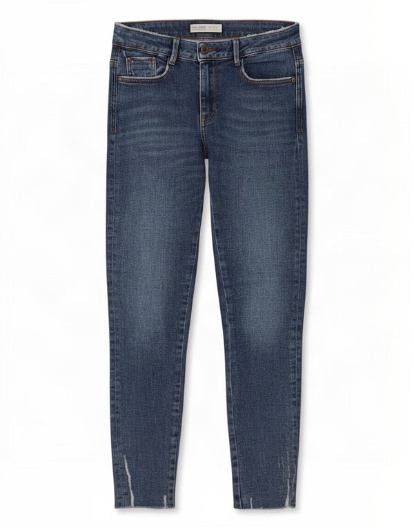 Zara Jeans Ajustados Desgastados para Mujer EU 38 Small W28 L26 Algodón Azul