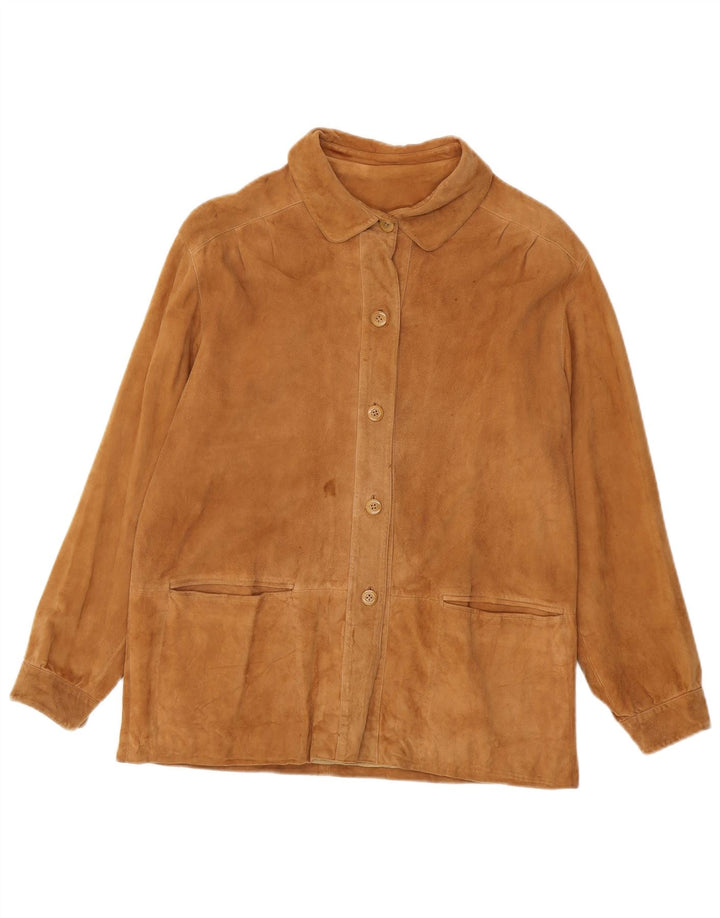 Chaqueta de ante vintage para mujer IT 46 Beige grande