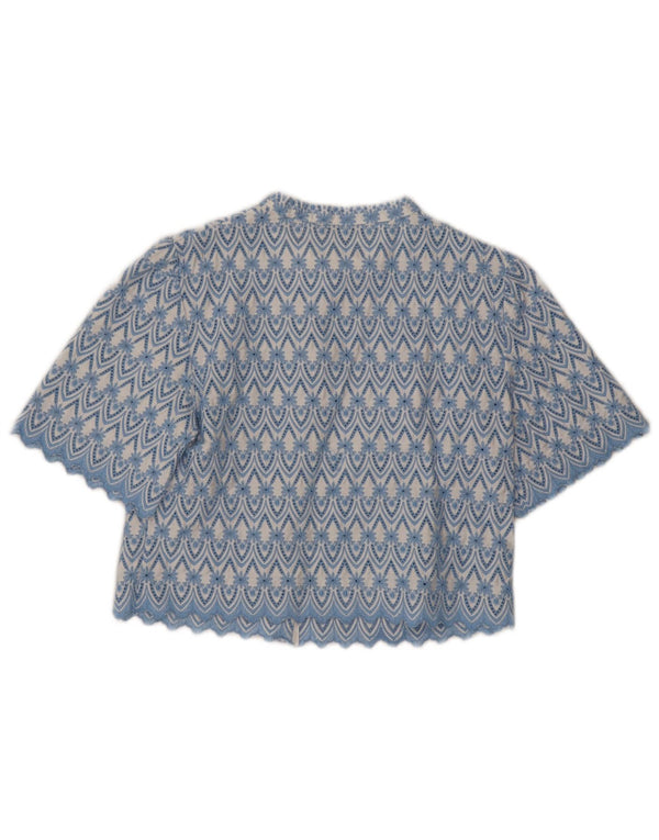 Boden Blusa corta de manga corta para mujer UK 6 XS Algodón floral azul