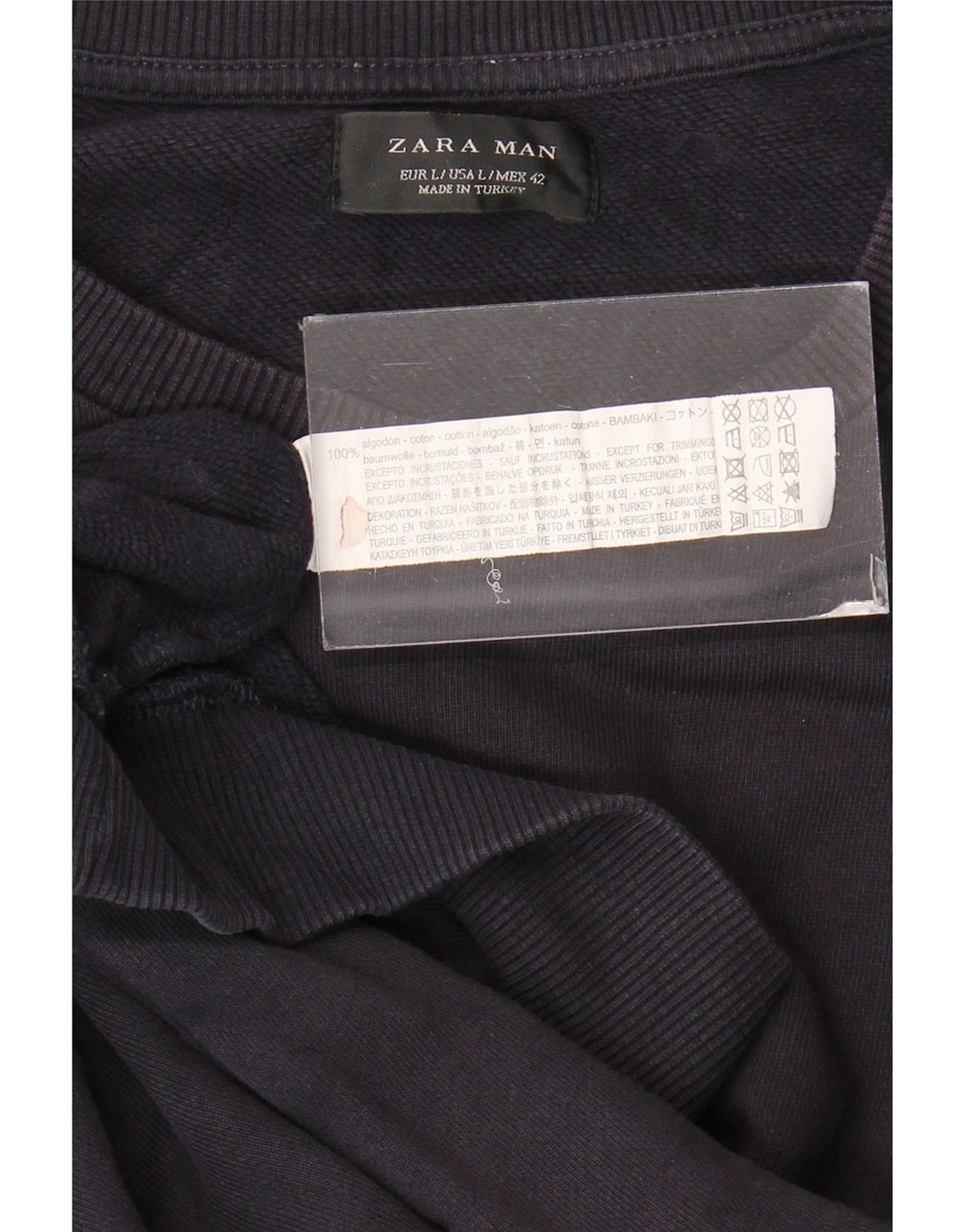 Zara Hombre Sudadera Jumper Large Azul Marino Algodón