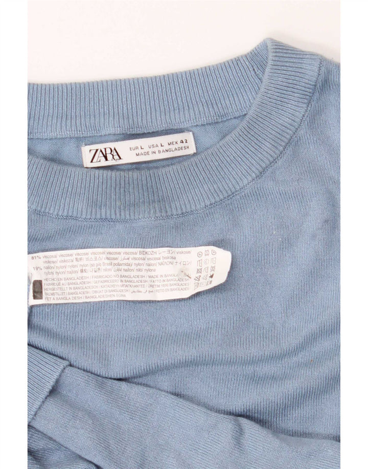 Zara Hombre Jersey De Cuello Redondo Jersey Large Viscosa Azul