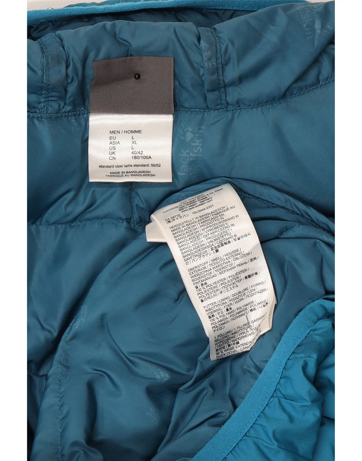 Jack Wolfskin Chaqueta acolchada con capucha para hombre UK 40/42 Poliéster azul grande