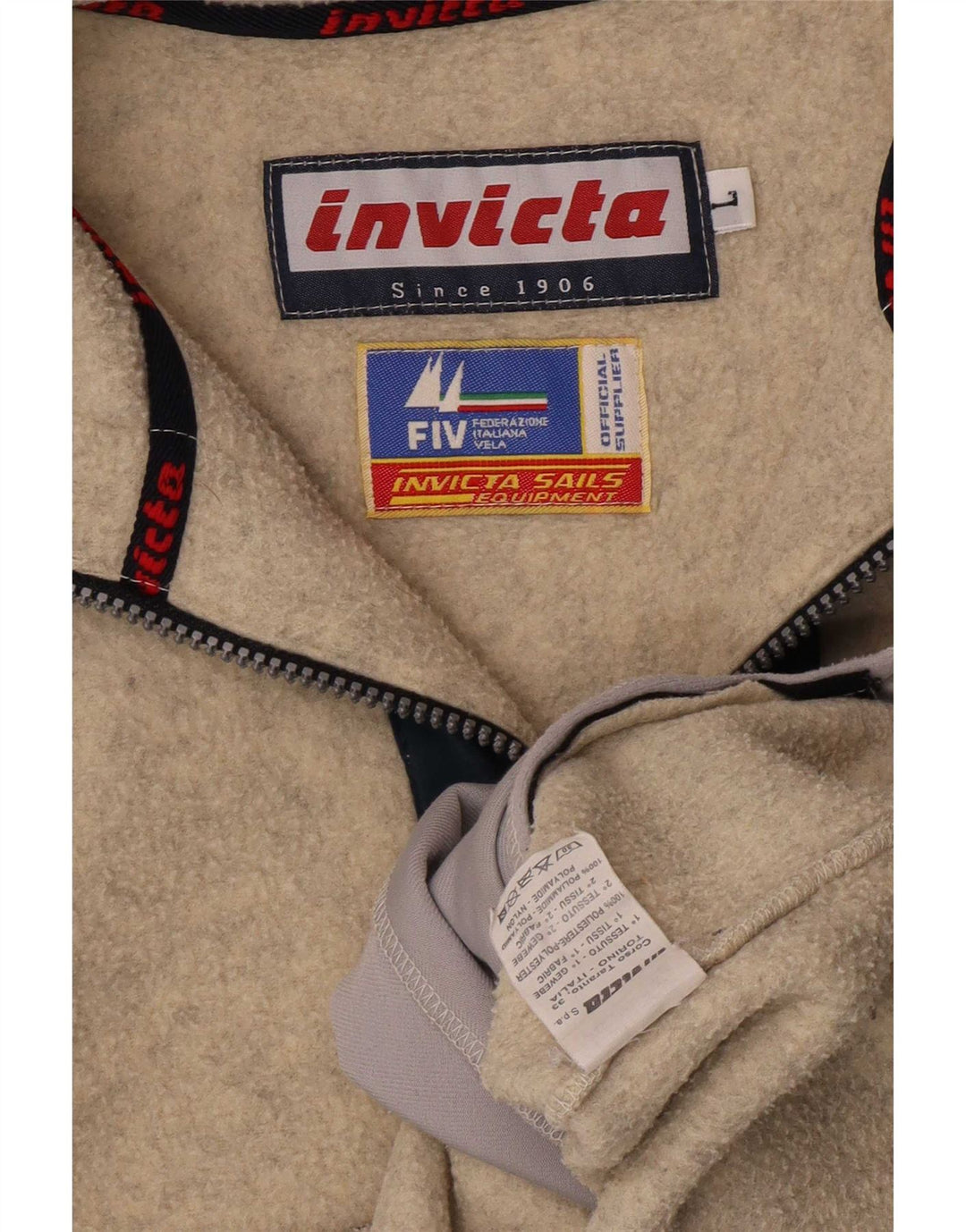 Invicta Hombre Jersey De Forro Polar Con Cremallera Y Cuello Grande Poliéster Color Block Beige