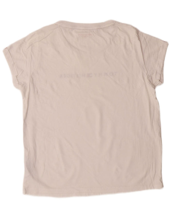 TOMMY HILFIGER Camiseta gráfica para mujer Top UK 46 Large White Cotton