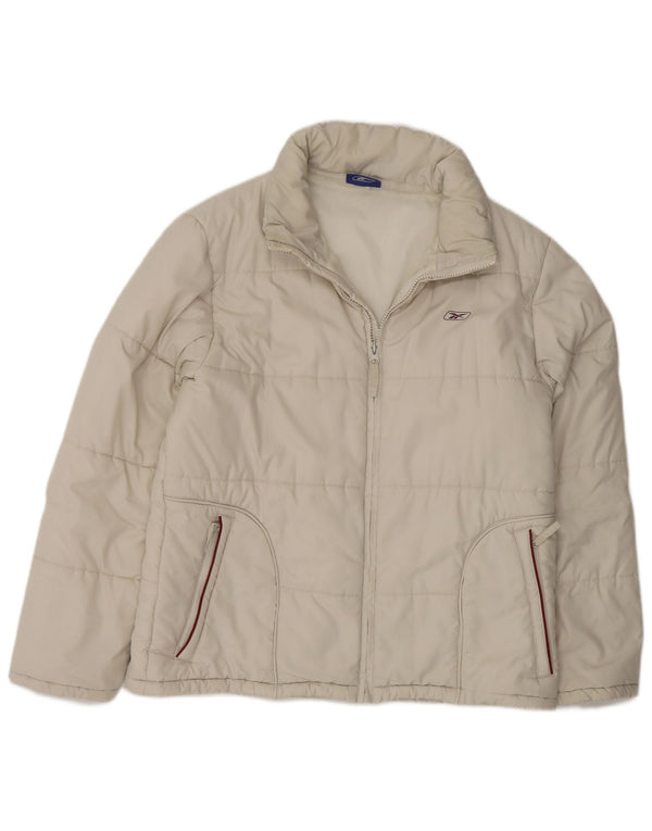 Reebok Chaqueta cortavientos para mujer UK 46 Grande Blanco Poliéster Deportes