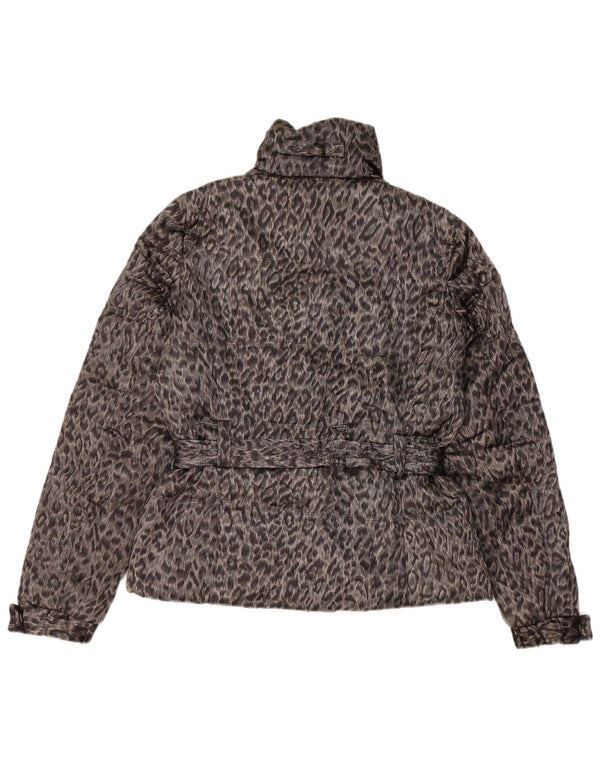Zara Chaqueta cortavientos para mujer UK 44 Poliéster con estampado animal gris medio