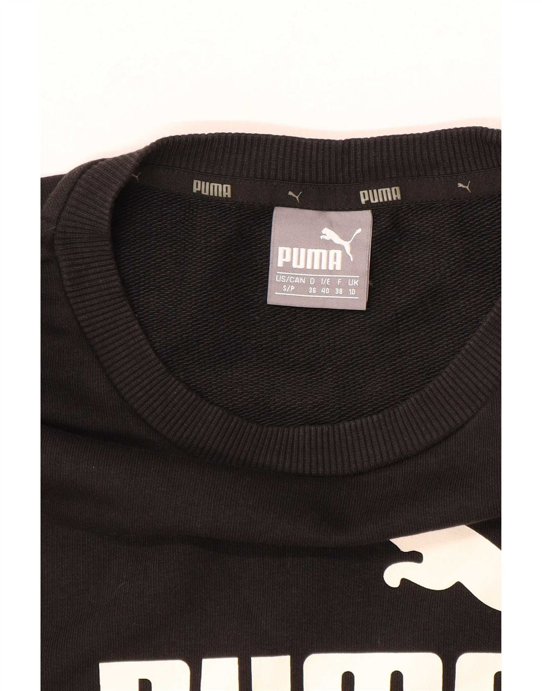 Puma Sudadera de gran tamaño con gráfico para mujer, talla 10, color negro