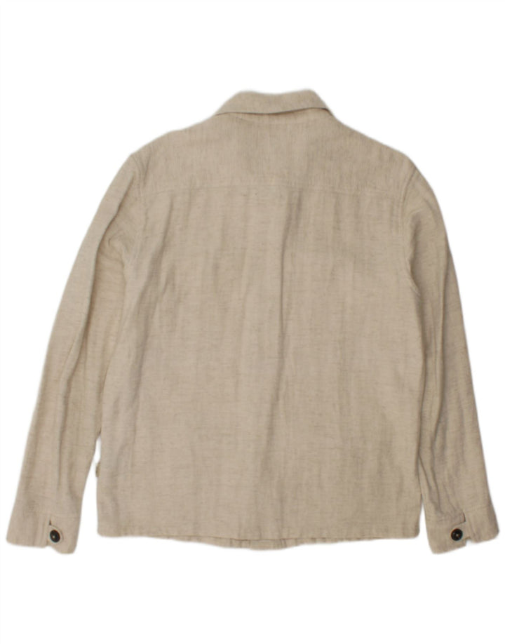 Jack & Jones Hombre Sobrecamisa Camisa Small Beige Lino