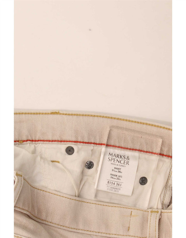 Marks & Spencer Vaqueros rectos para hombre W36 L33 Algodón beige
