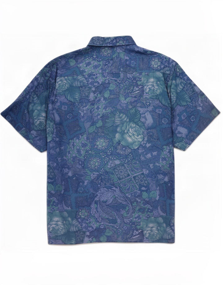 B.W. Camisa de manga corta para hombre Moss Talla 38/40 Azul medio Floral