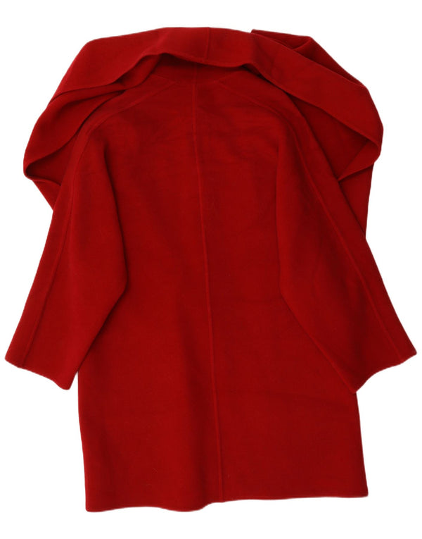 Vintage mujer frente corbata abrigo Reino Unido 18 XL lana roja