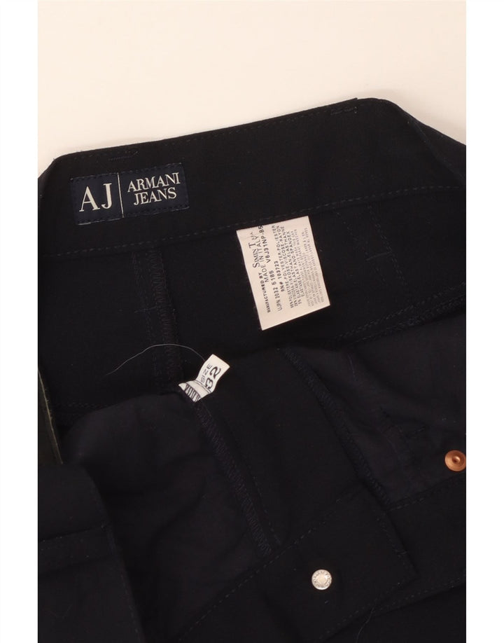 Armani Hombre Pantalones Rectos Casuales W32 L29 Poliéster Azul Marino