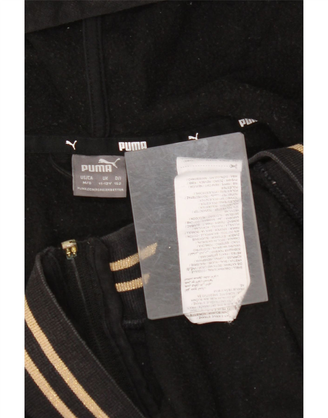 PUMA Sudadera con capucha y cremallera para niños 11-12 años Algodón negro