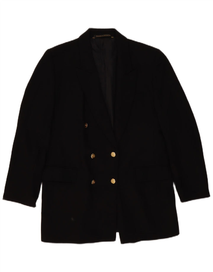 Marks & Spencer Chaqueta tipo blazer con doble botonadura para mujer Talla 14 Lana nueva negra