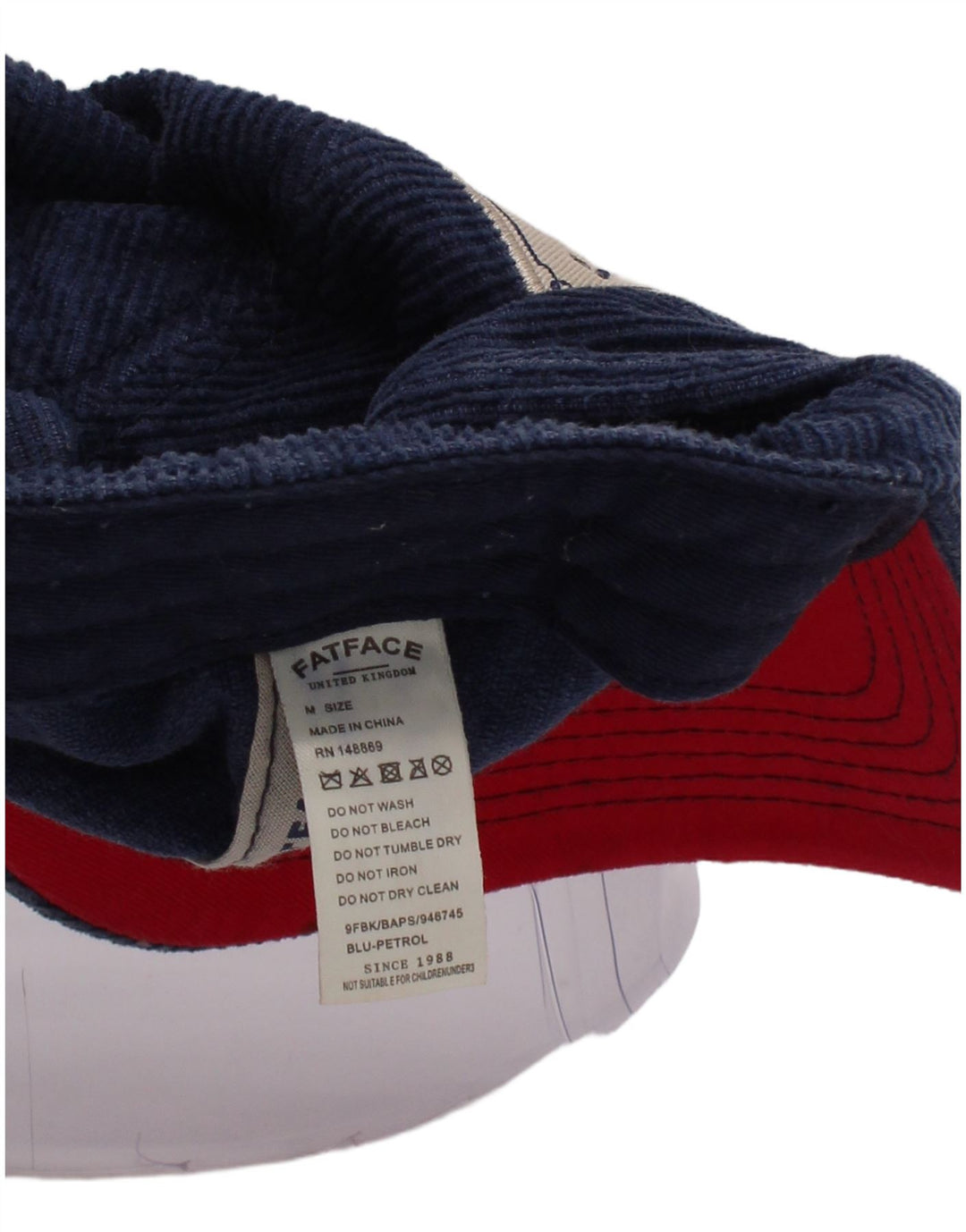 Gorra de béisbol de pana con gráfico para niños de Fat Face 11-12 años Mediana Azul marino