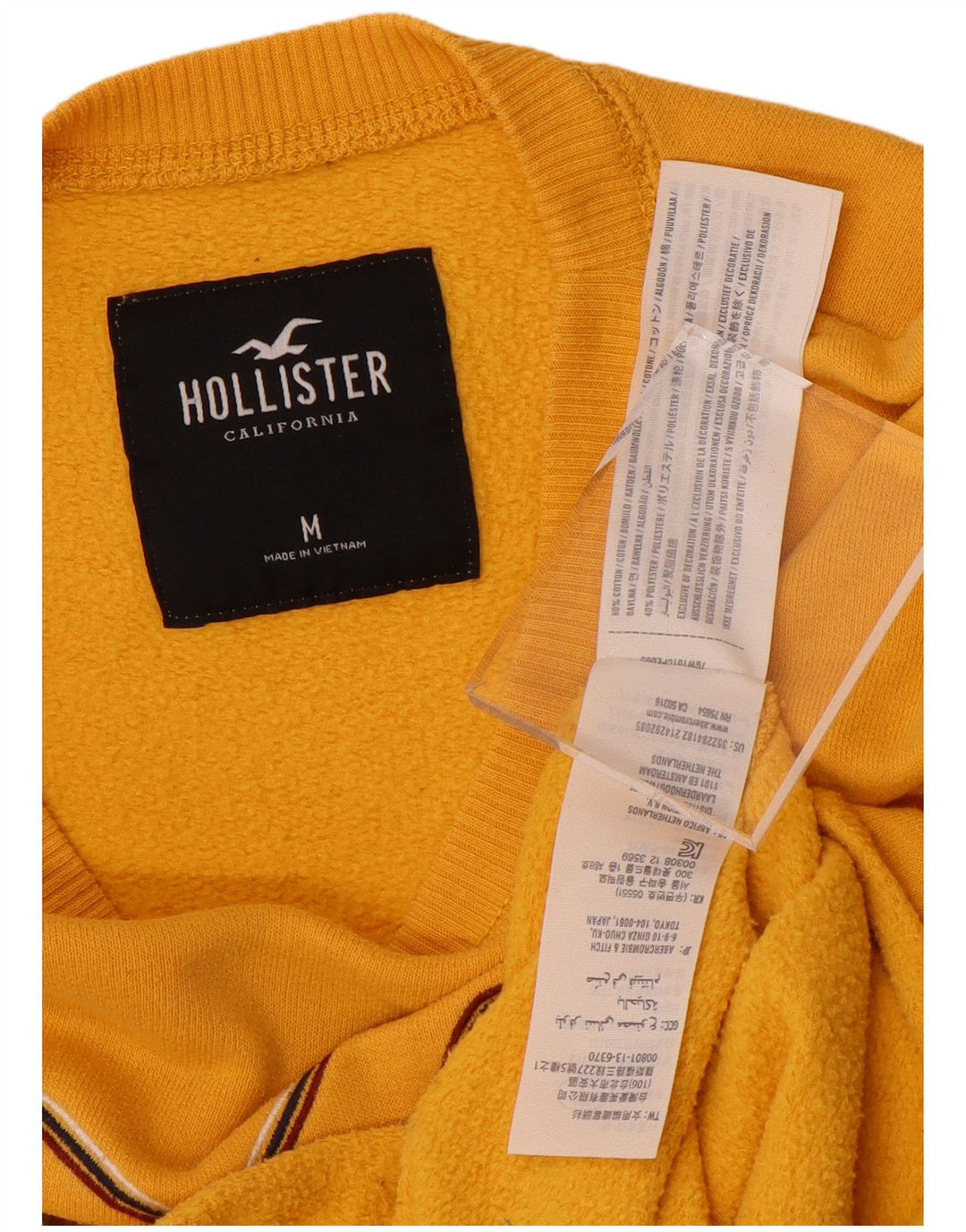 HOLLISTER Sudadera con gráfico corto para mujer, jersey, Reino Unido 14, algodón amarillo mediano