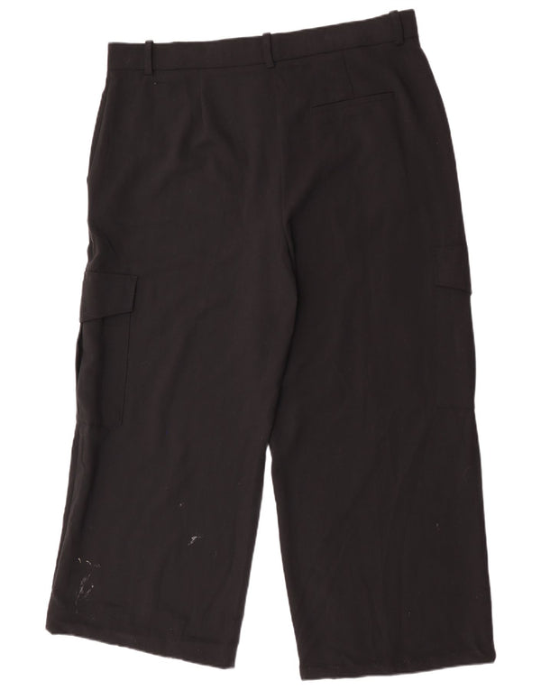 Marks & Spencer Pantalones cargo rectos cortos para mujer UK 18 XL W38 L25 Negro