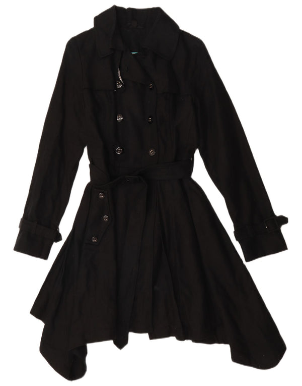 Topshop Gabardina asimétrica de doble botonadura para mujer UK 10 Small Black