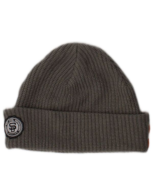Gorro de punto con gráfico de Superdry para hombre, talla única, logotipo de acrílico gris