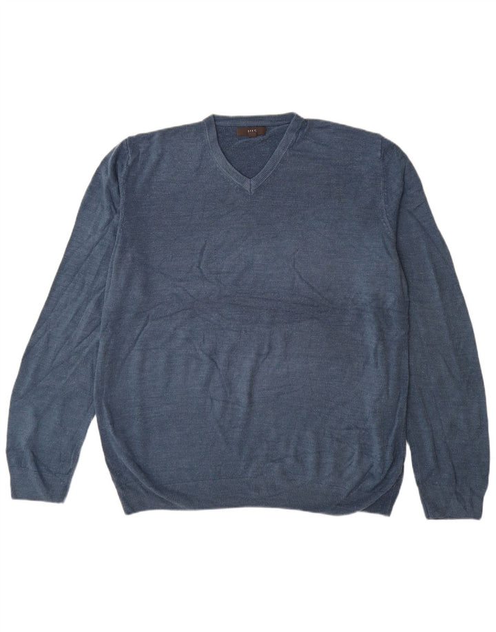 Marks & Spencer - Jersey con cuello en V para hombre, talla 3XL, acrílico azul