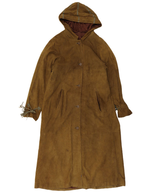 Vintage mujer con capucha ante abrigo IT 38 XS Caqui