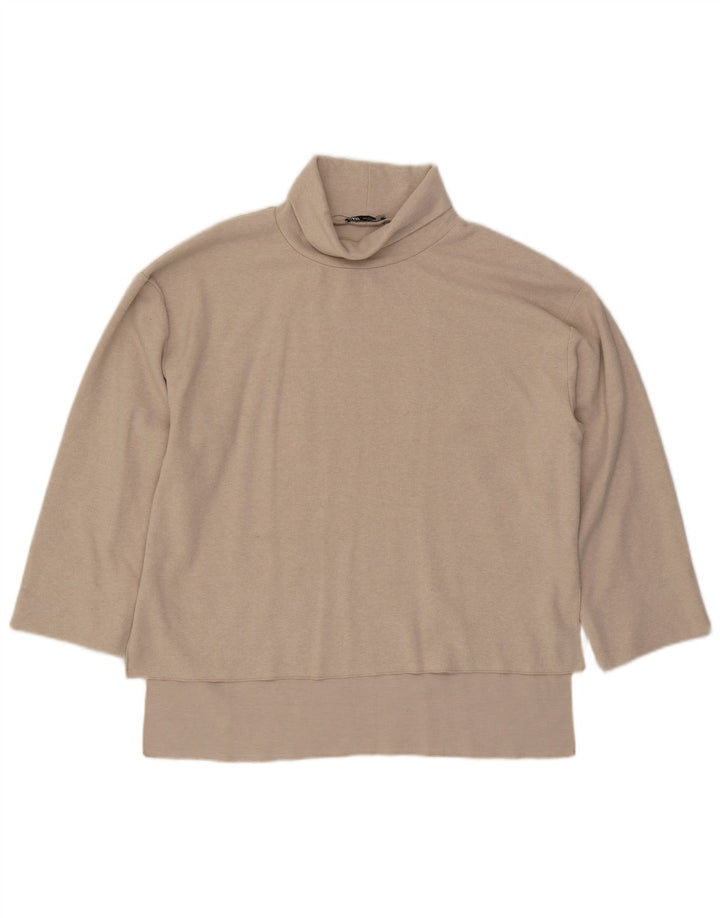 Zara Mujer Top Manga 3/4 UK 46 Grande Beige