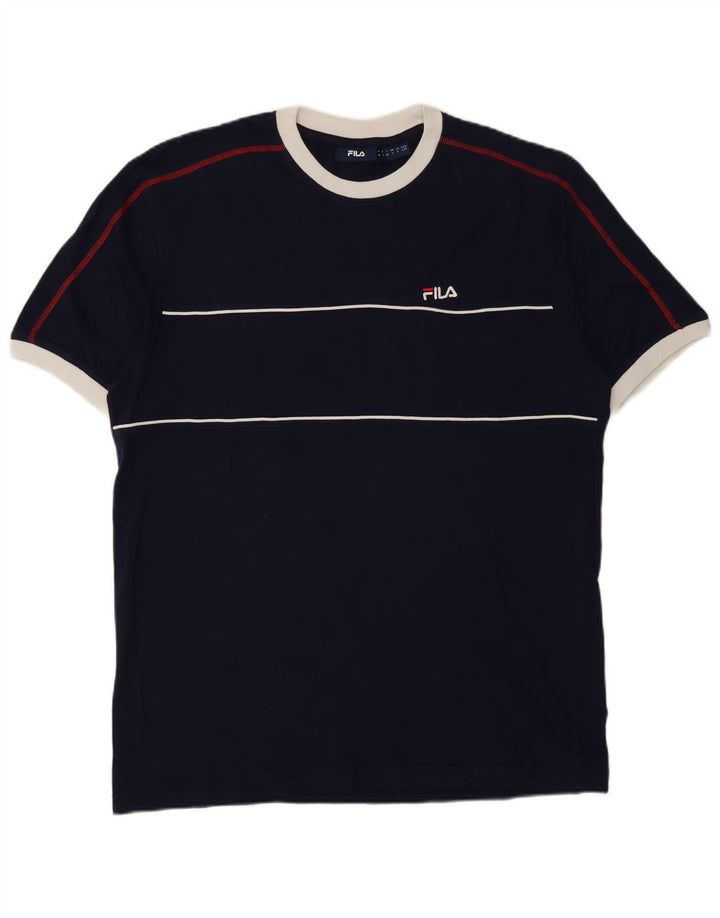 Fila - Camiseta para hombre, talla grande, algodón a rayas, color azul marino