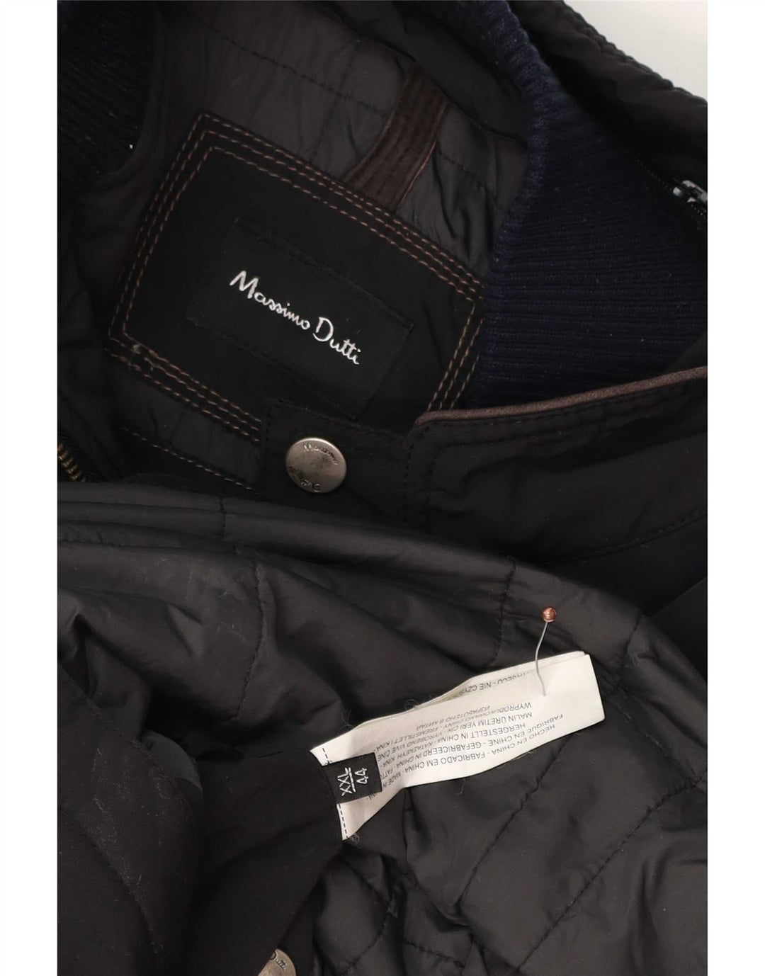 Massimo Dutti Abrigo Cortavientos Hombre UK 44 2XL Negro Poliéster