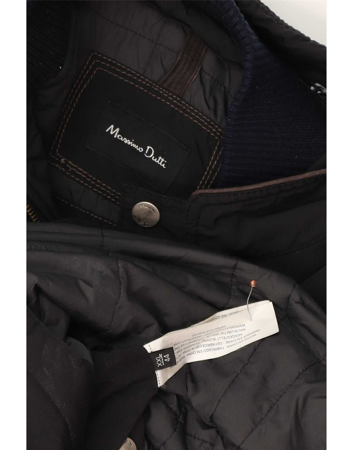 Massimo Dutti Abrigo Cortavientos Hombre UK 44 2XL Negro Poliéster