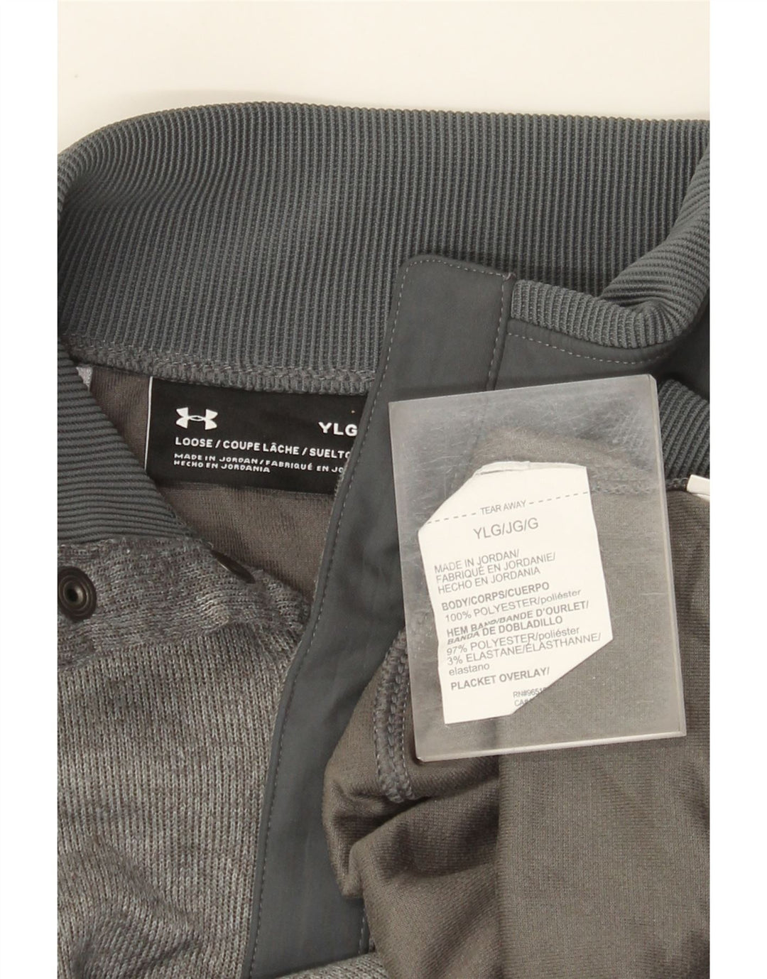 Under Armour Sudadera con cuello con botones para niños de 11 a 12 años, talla grande, gris