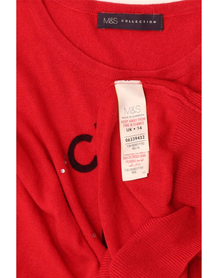 Marks & Spencer suéter gráfico con cuello redondo para mujer, talla 44, talla M, color rojo
