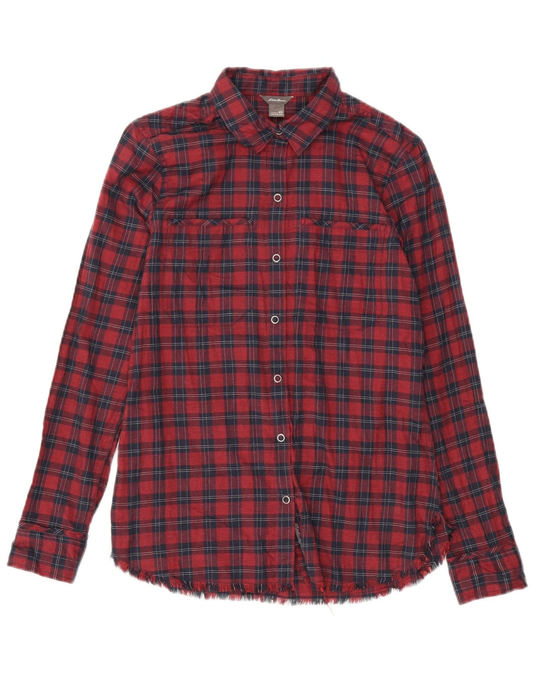 Eddie Bauer Camisa extragrande para mujer UK 6 XS Algodón a cuadros rojos