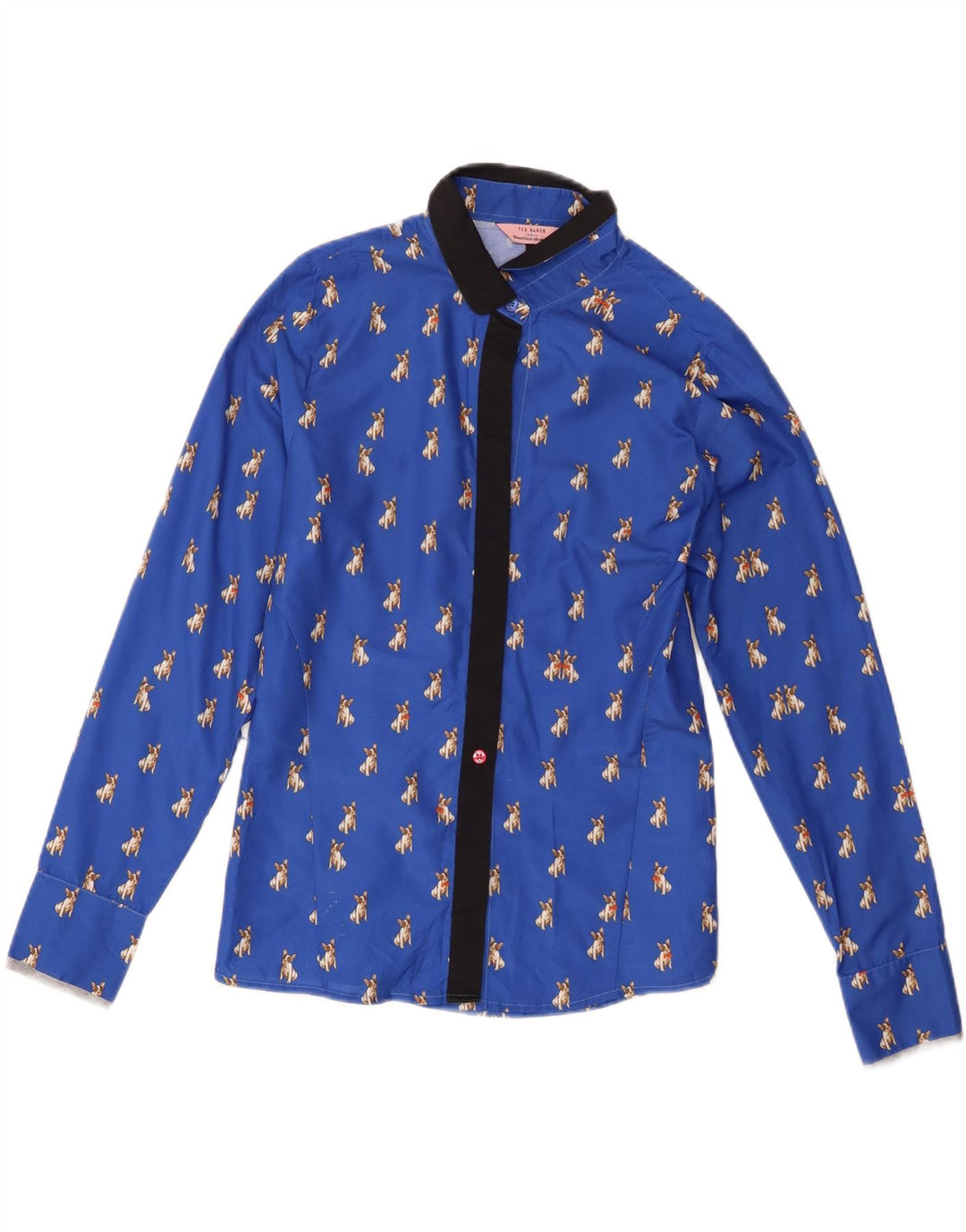 Ted Baker Camisa Mujer Talla 2 Pequeña Azul Estampado Animal Poliéster