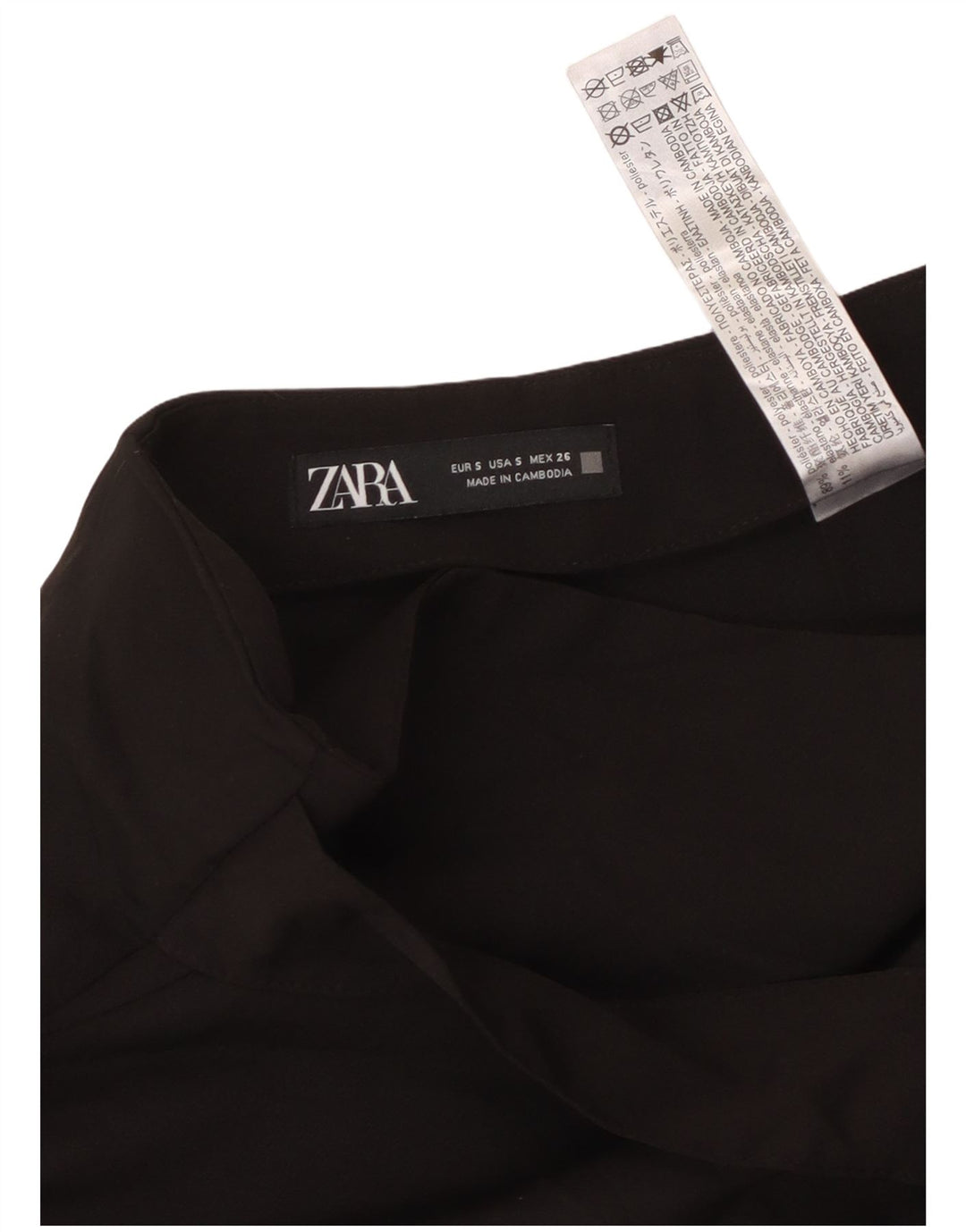 ZARA Mujer Minifalda Pequeña W26 Poliéster Negro