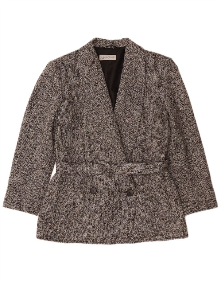 Alba Fornari Mujer Blazer Blazer Chaqueta IT 46 Grande Gris Espiga
