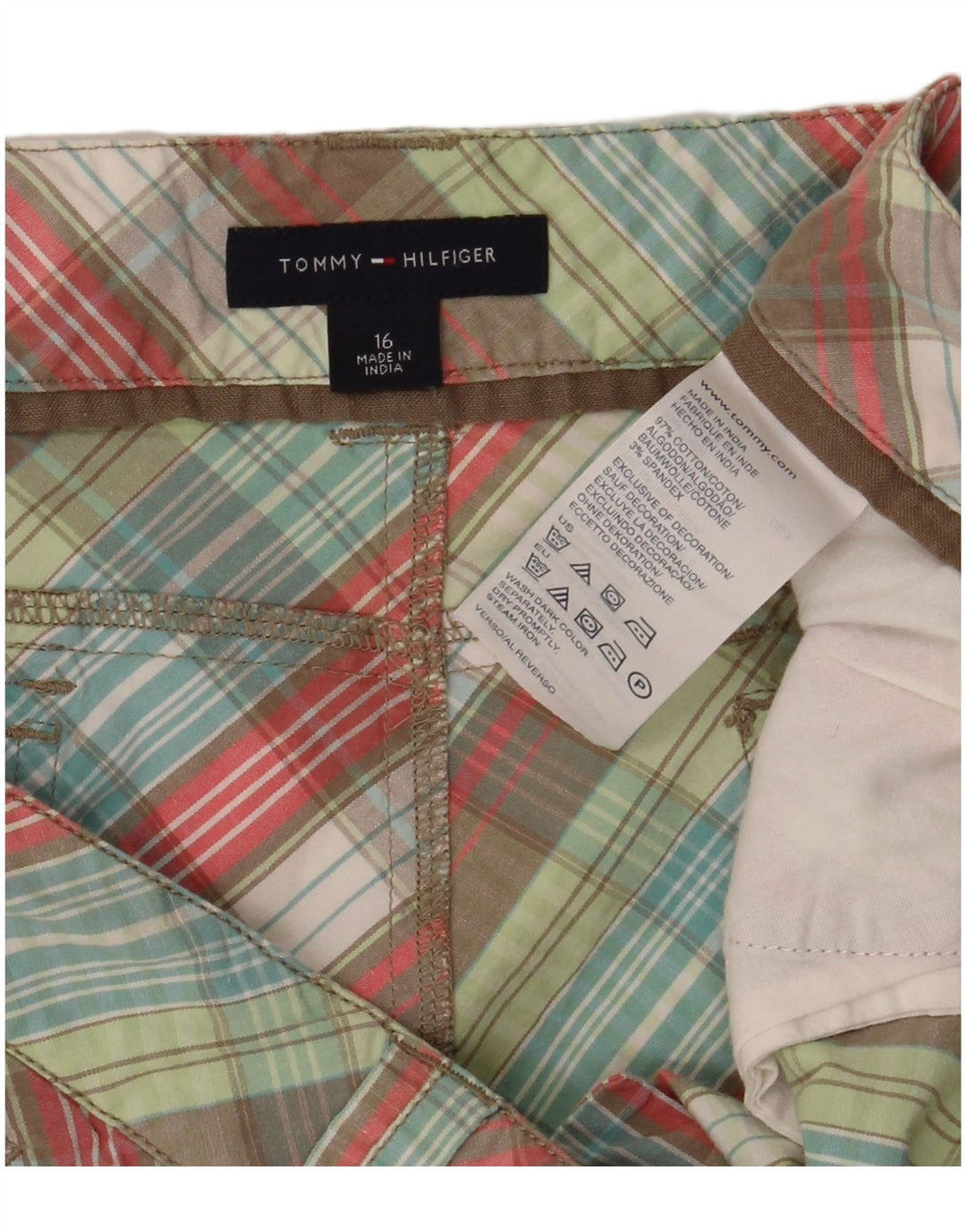 TOMMY HILFIGER Falda recta para niña 15-16 años W28 Cuadros multicolores