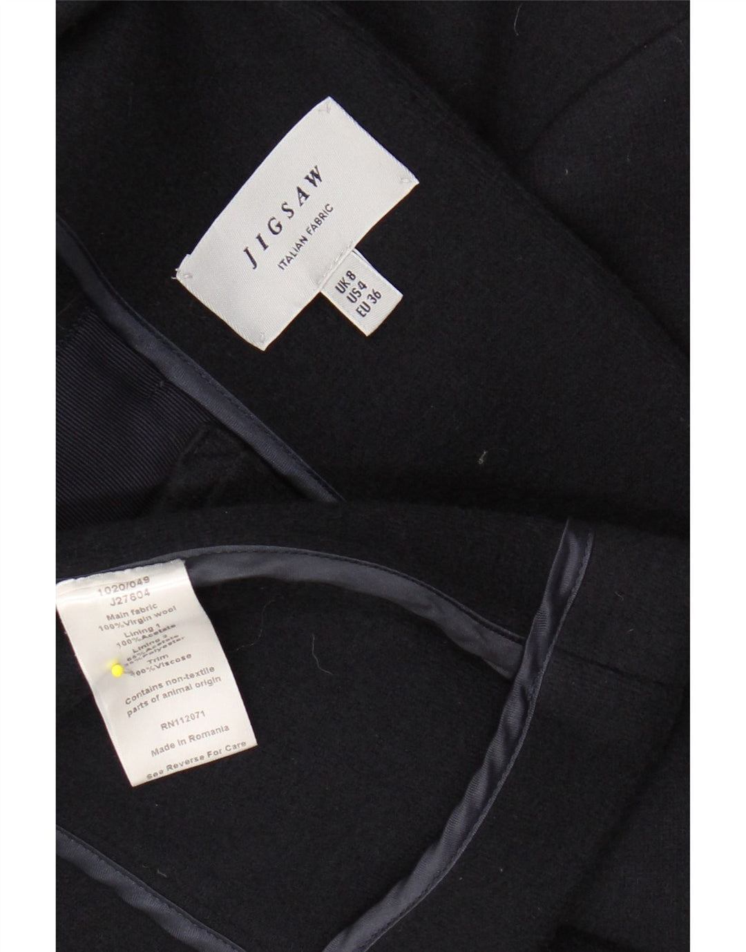 JIGSAW Chaqueta tipo blazer con 1 botón para mujer UK 8 Small Lana virgen azul marino