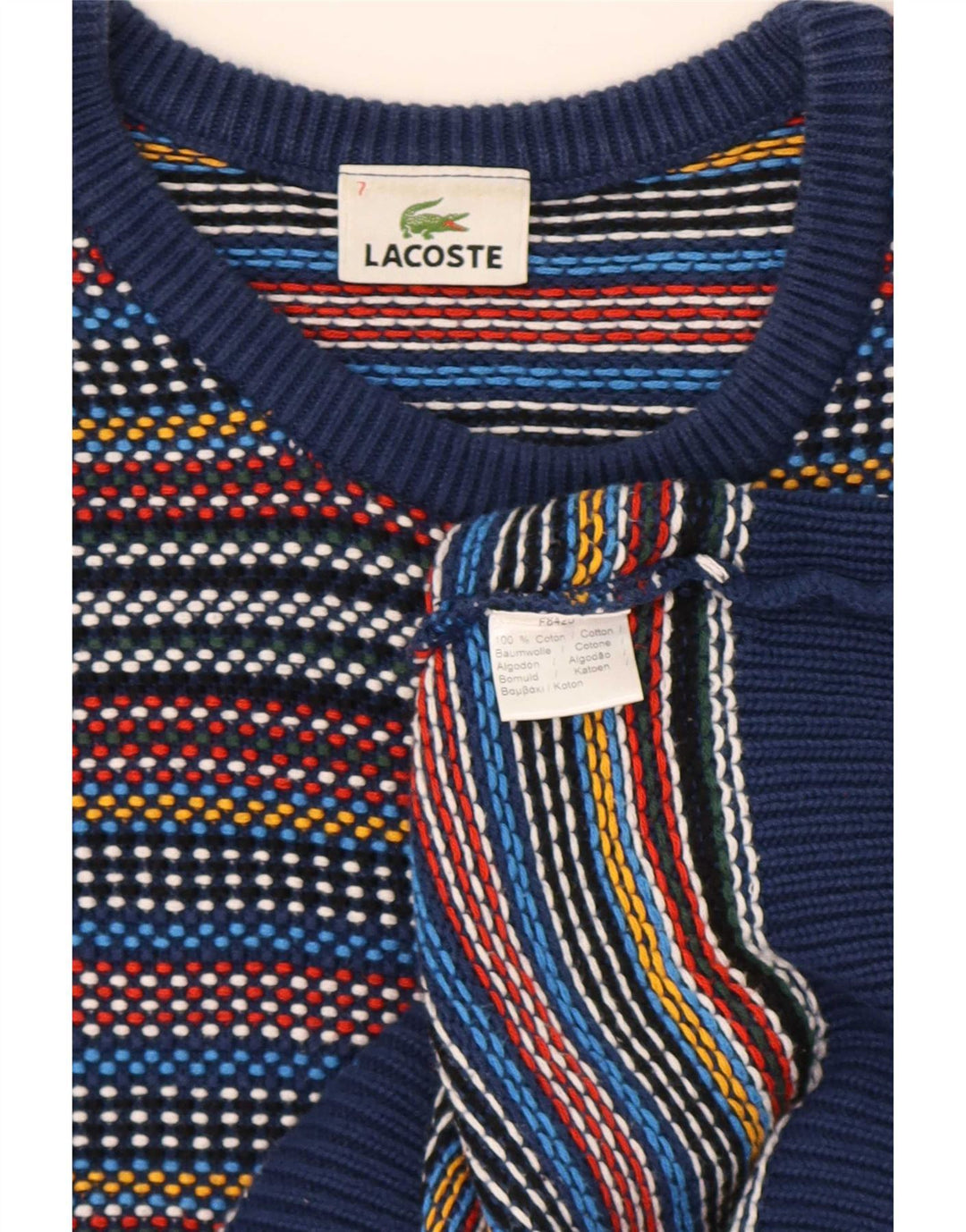 Lacoste Jersey de cuello redondo para hombre talla 7 2XL multicolor a rayas