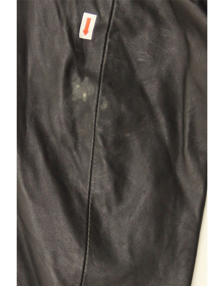 Vintage mujer chaqueta de cuero Reino Unido 12 Medio Negro