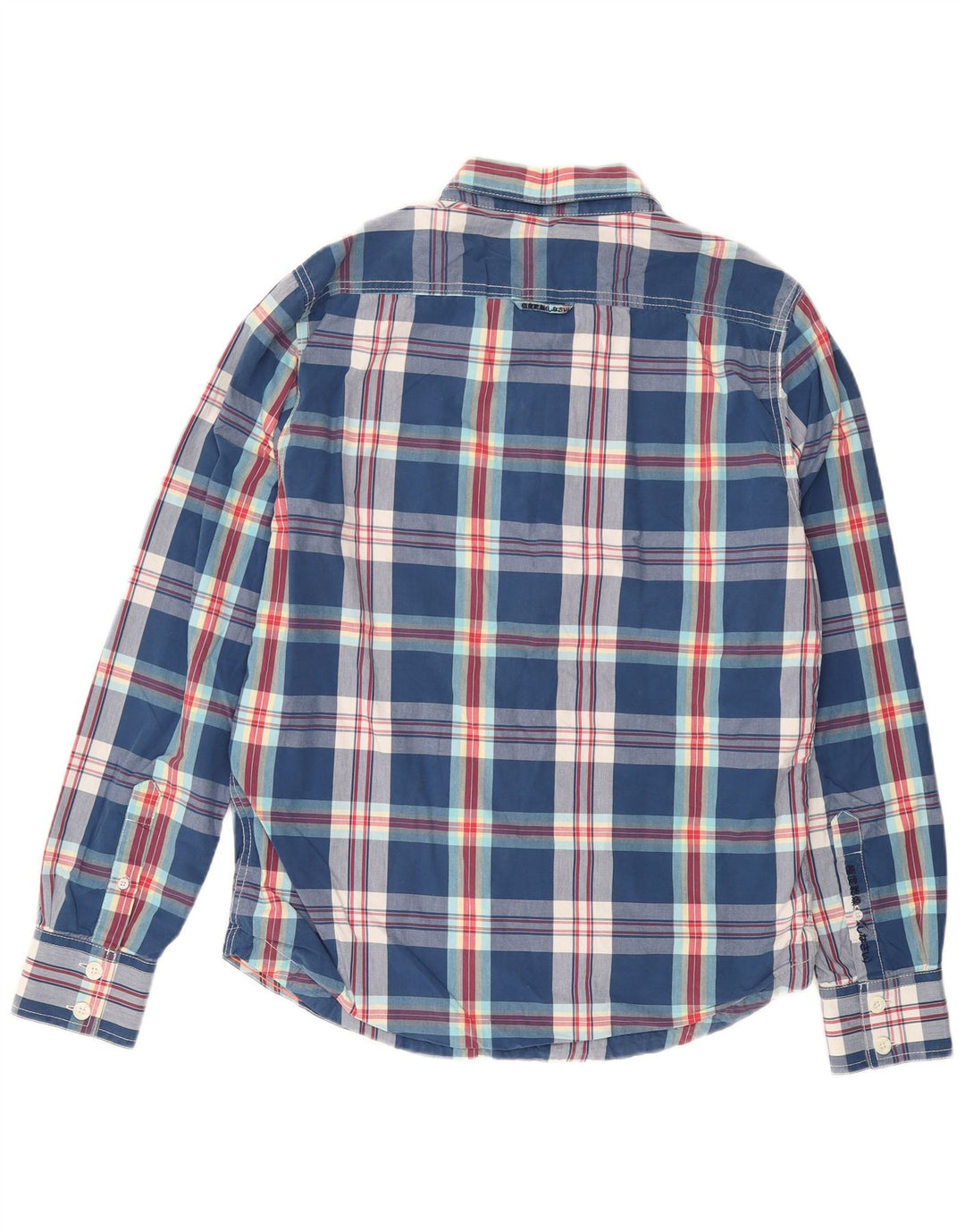 SUPERDRY Camisa Hombre XL Algodón Cuadros Azul