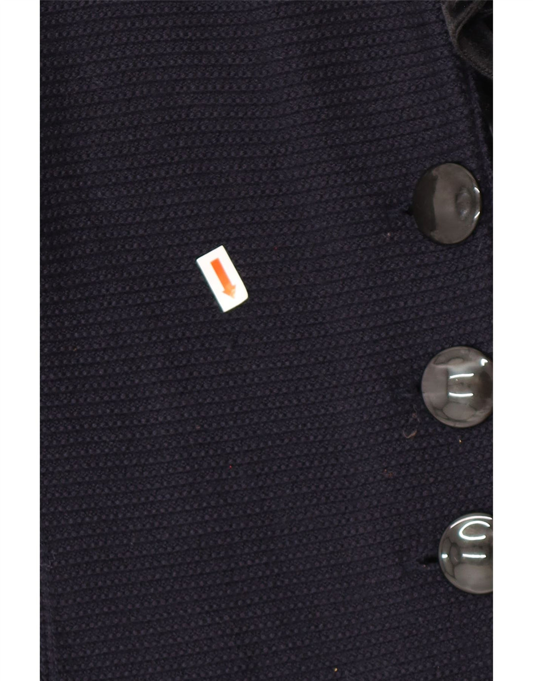 ARMANI Suéter tipo cárdigan con volantes en la parte delantera para mujer IT 42 Azul marino mediano