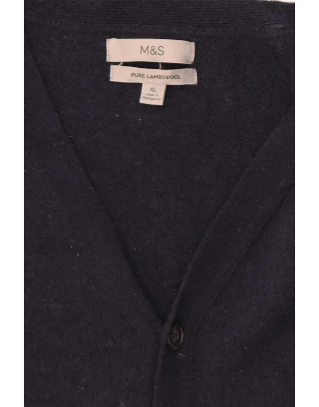 Marks & Spencer Suéter tipo cárdigan para hombre XL Lana de cordero azul marino