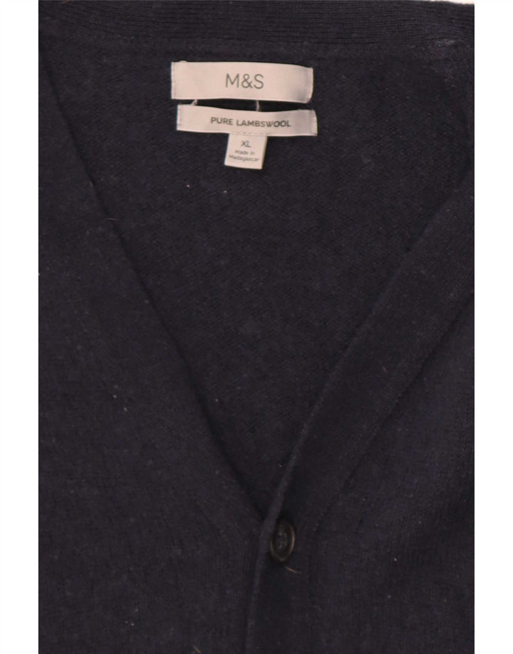 Marks & Spencer Suéter tipo cárdigan para hombre XL Lana de cordero azul marino