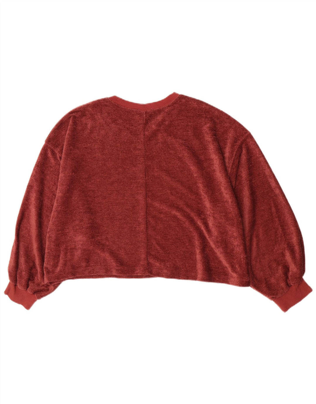 Zara Mujer Oversize Crop Velour Sudadera Jumper UK 44 Medium Borgoña