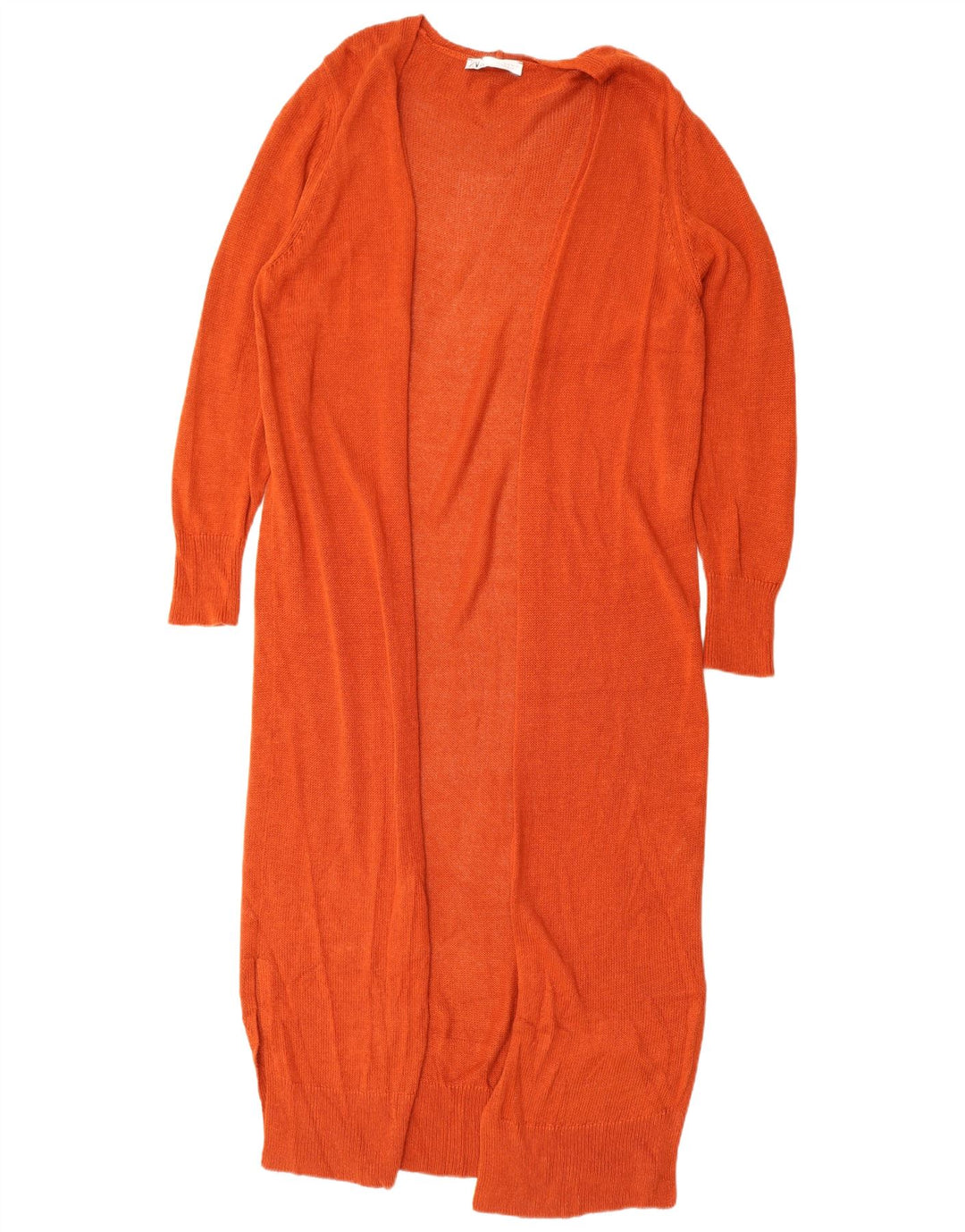 Zara Mujer Longline Open Cardigan Suéter UK 44 Medio Naranja Viscosa