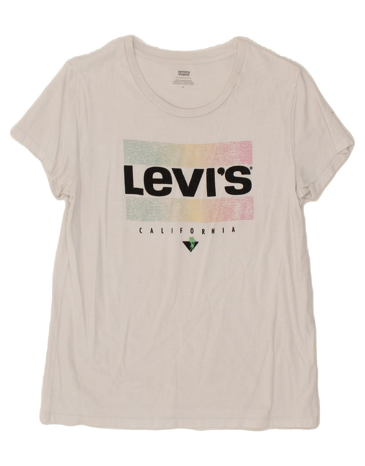 LEVI'S Mens Graphic T-Shirt Top Medium White Cotton Vintage Levi's and Second-Hand Levi's from Messina Hembry 